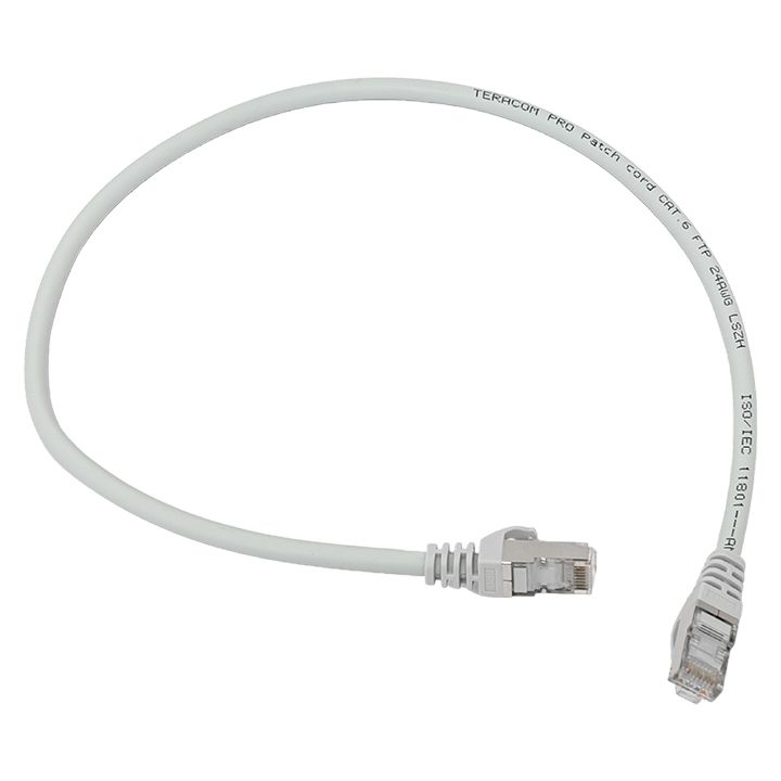 Фото товара Патч-корд TERACOM PRO Cat.6 экранированный FTP оболочка LSZH серый (0,5м) TRP-6FTP-LSH-05M-GY