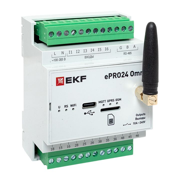 Фото товара Контроллер удаленного управления 6вх/4вых Wi-Fi GSM 230 В ePRO24 Omni EKF ePRO24-6-4-WG-OMNI