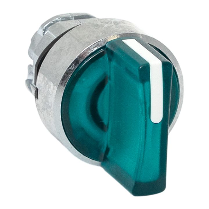 Исполнительный механизм переключателя ХB4 зеленый на 3 положения с фиксацией, с подсветкой с короткой ручкой IP65 EKF XB4BD3FL-G-65