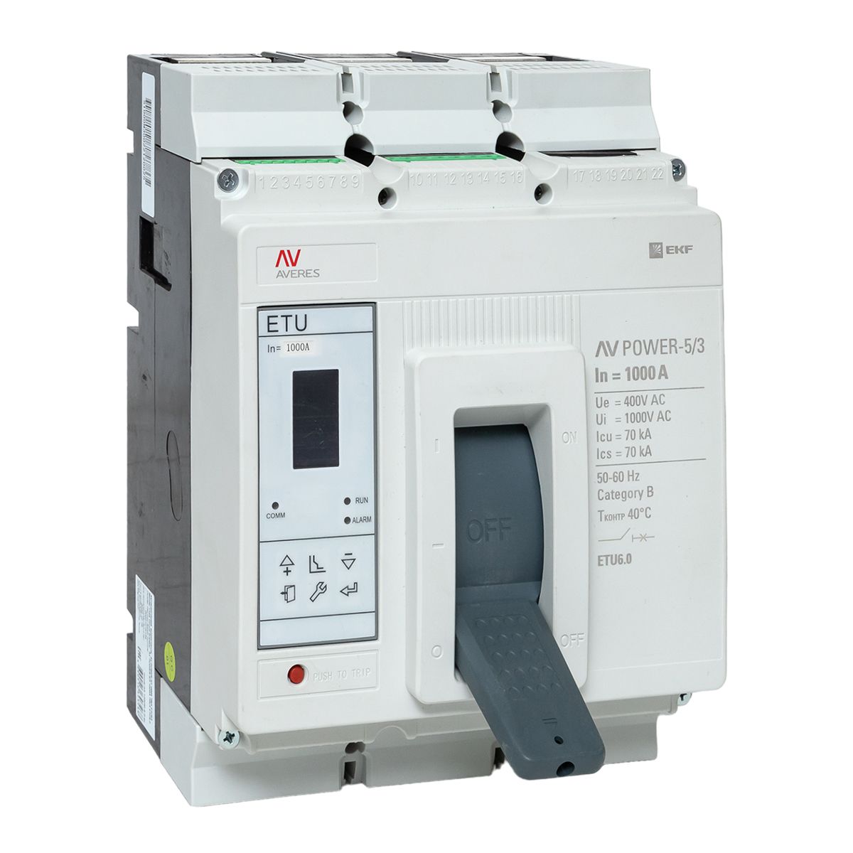 Фото товара Автоматический выключатель AV POWER-5/3 1000А 70kA ETU6.0 AVERES mccb-53-1000M-6.0-av