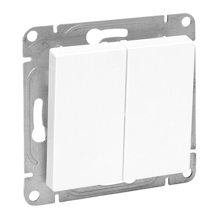 Механизм выключателя, двухклавишный, перекр-стный, белый Эпика EKF UP1-SWW-22