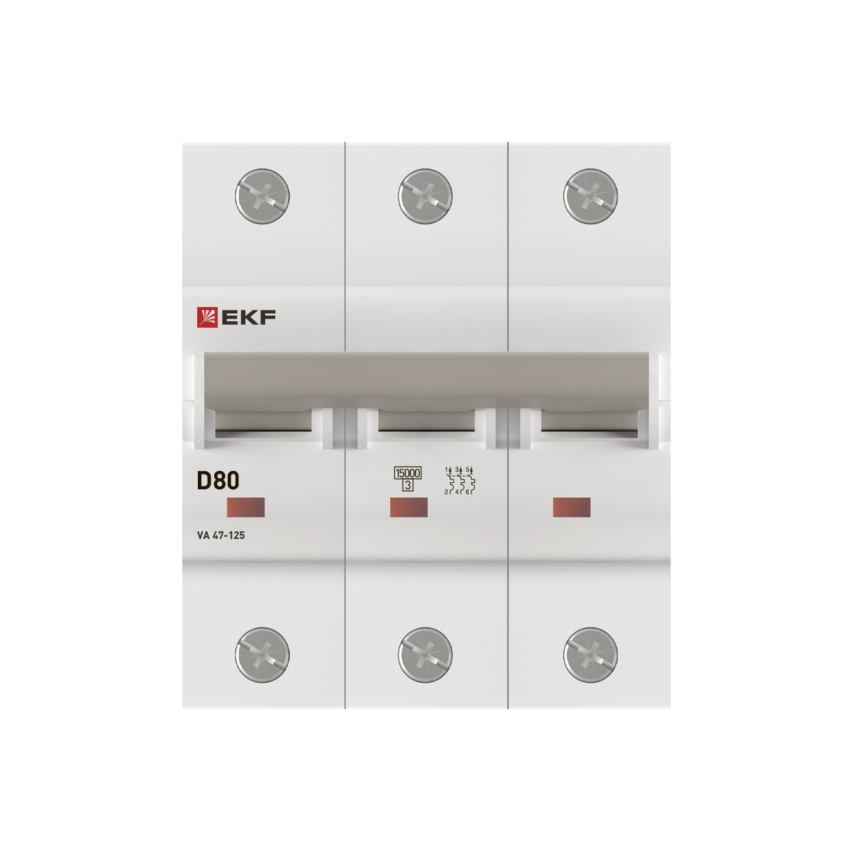 Фото товара Автоматический выключатель 3P 80А (D) 15кА ВА 47-125 PROxima mcb47125-3-80D