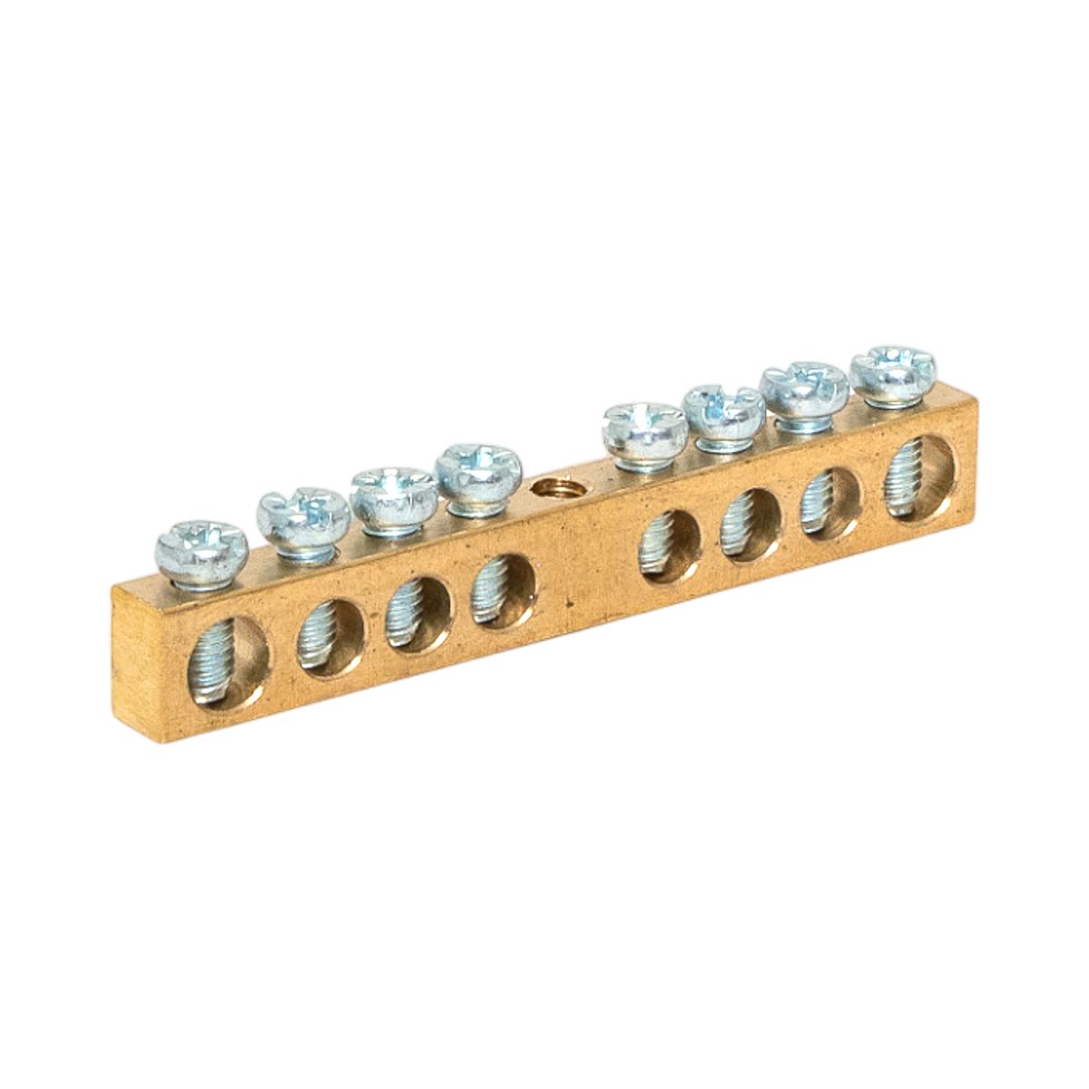 Шина PEN "ноль-земля" 6х9 8 отвер. латунь крепеж по центру sn0-63-08-r