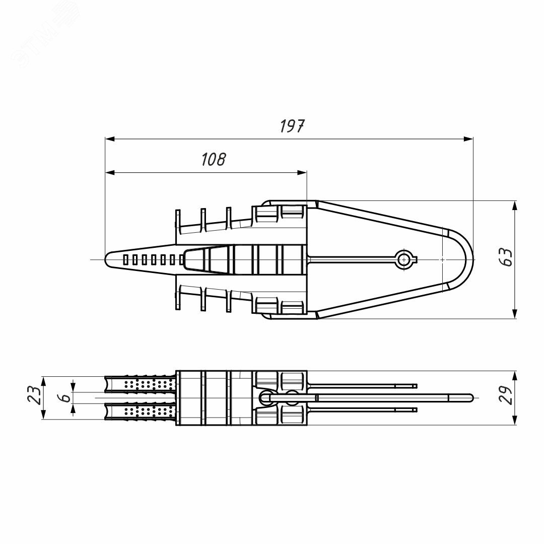 Зажим анкерный для проводов ввода PA 25S (2х16-4х25кв.мм) (SO 25; SO 243; PA 25х100; PC 63; F 27) 20601011