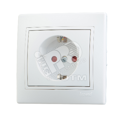 Розетка 1-м СП Mira 16А IP20 с заземл. защ. шторки с бел. вставкой керамика бел. 701-0202-124