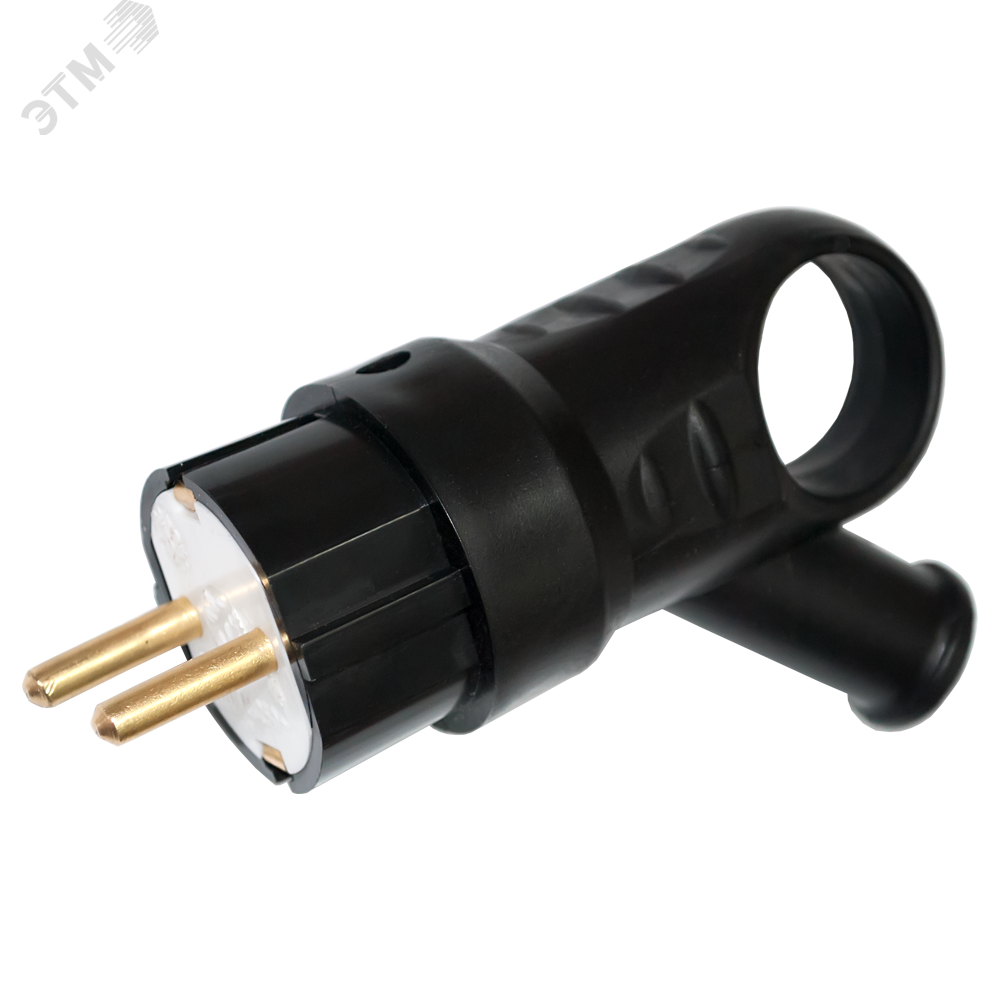 Беларусь вилка угловая с кольцом 2P+E 16А каучук В16-385 Вилка В16-385