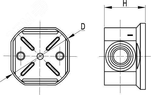 Коробка ответвит. с 4 кабельными вводами д.20мм, IP44, д.65х35мм 53500R