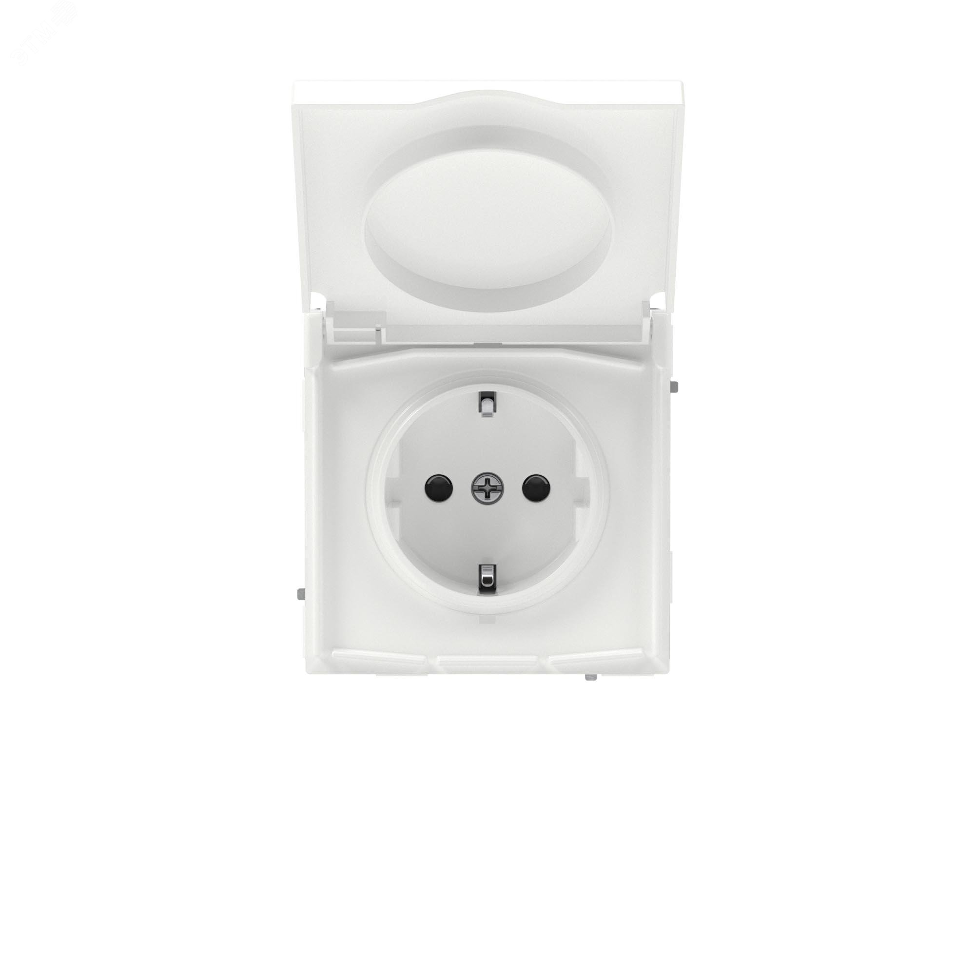 Розетка силовая, 2P+E, с з/ш, с крышкой, IP44, KANT, белая магнолия 7000013