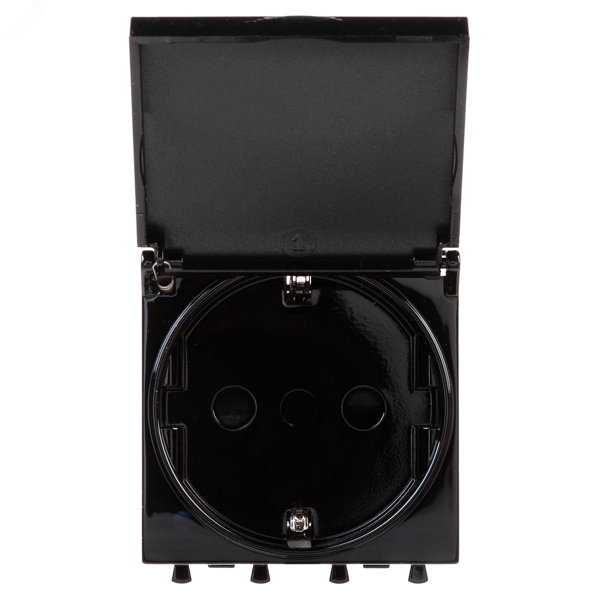 Розетка 1-м 2мод. Avanti "Черный квадрат" 16А IP44 2P+E защ. шторки с крышкой черн. 4402012