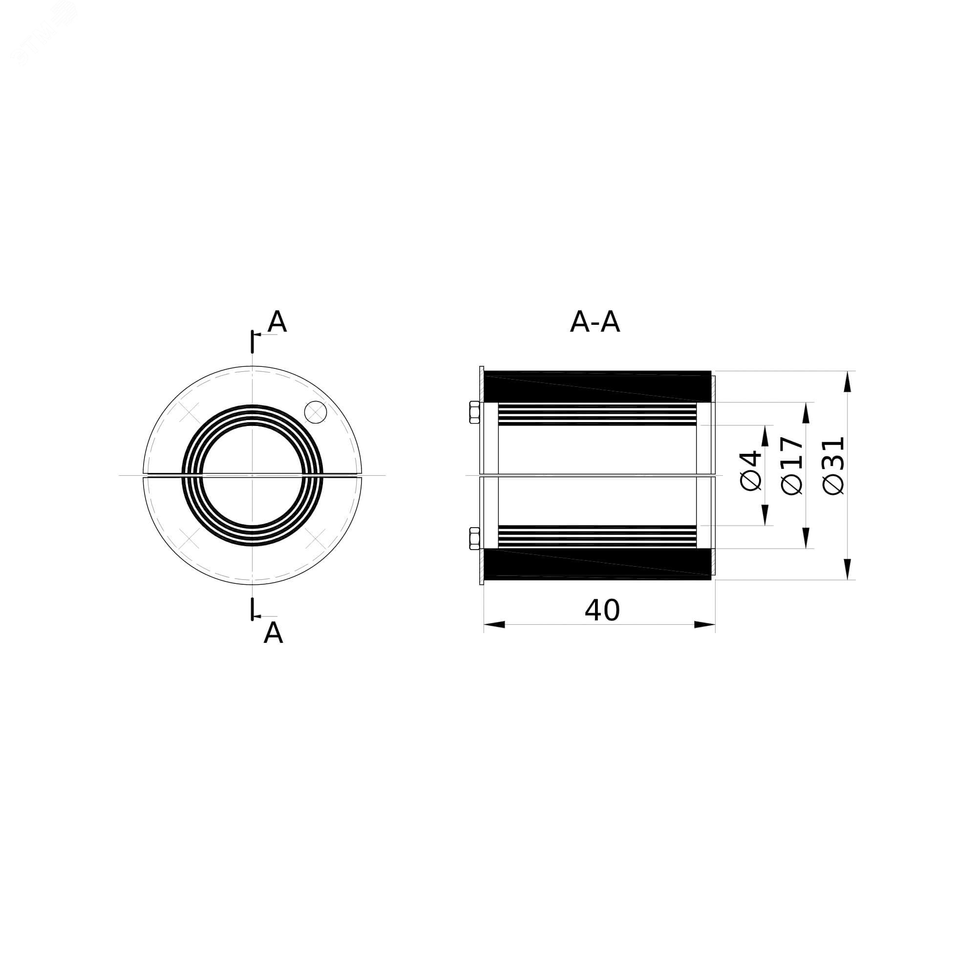 Проходка круглая, нержавеющая, D31х40 мм для кабелей D = 4-17 мм DXF3112