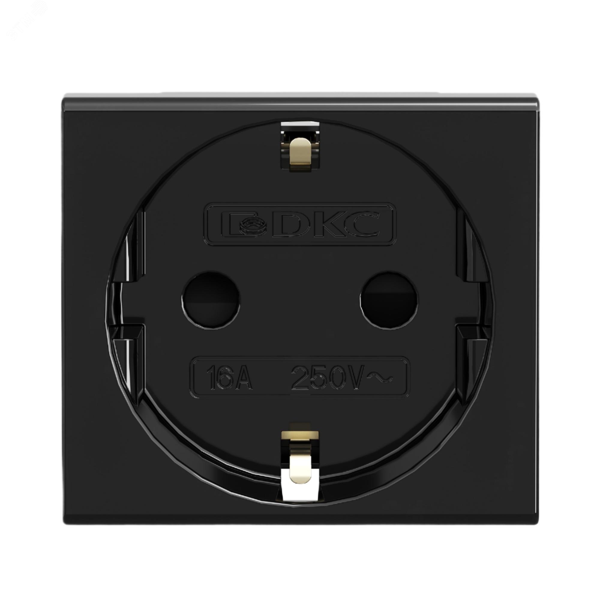 Розетка 1-м 2мод. Viva 16А IP20 2P+E с заземл. защ. шторки черн. 45205