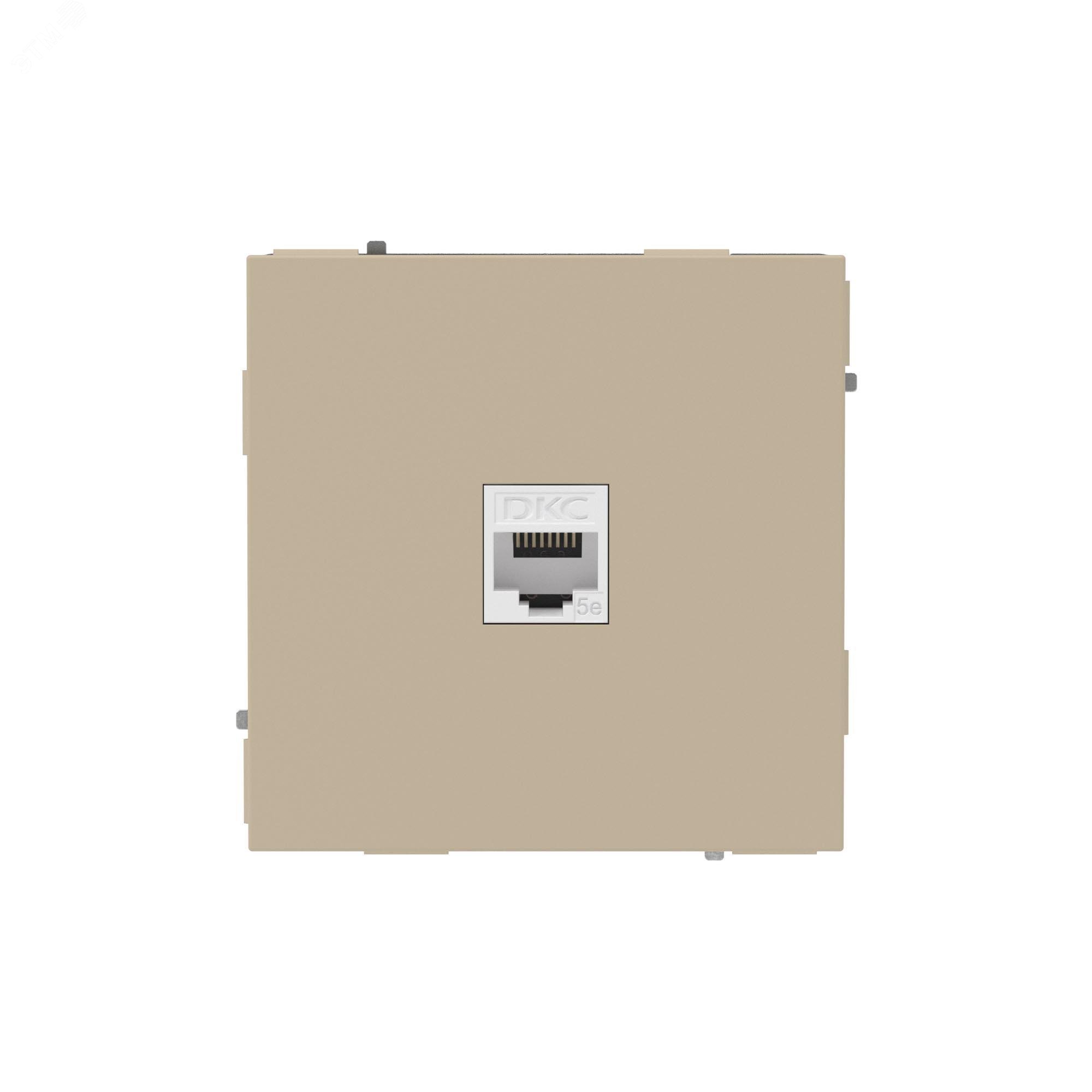 Компьютерная розетка RJ-45 без шторки, кат.5е одинарная, KANT, ванильный марципан 7015663