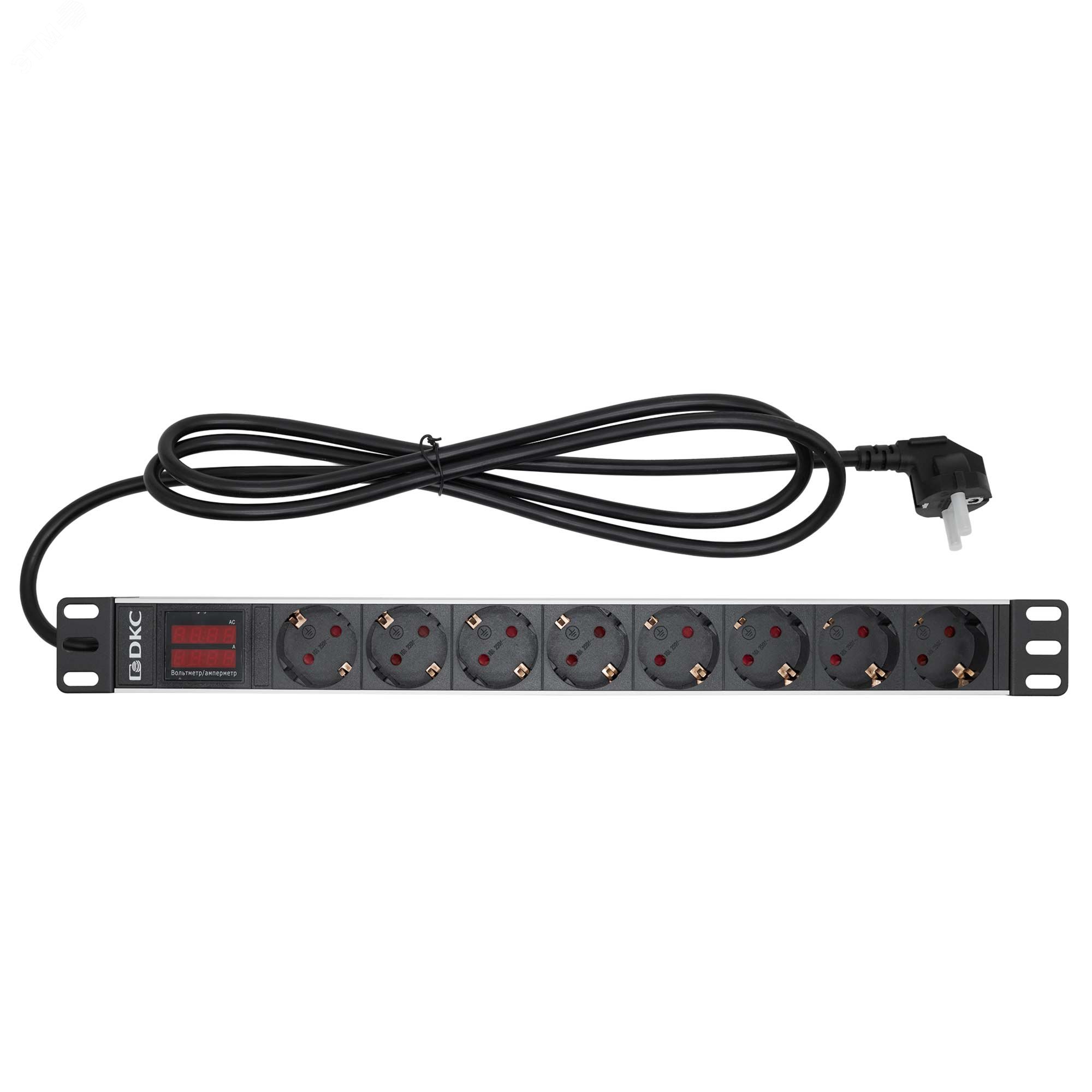 Блок распределения питания (PDU) 19" 16A с индикацией, Вых:8 Schuko, Вх:Schuko R519SH8CD