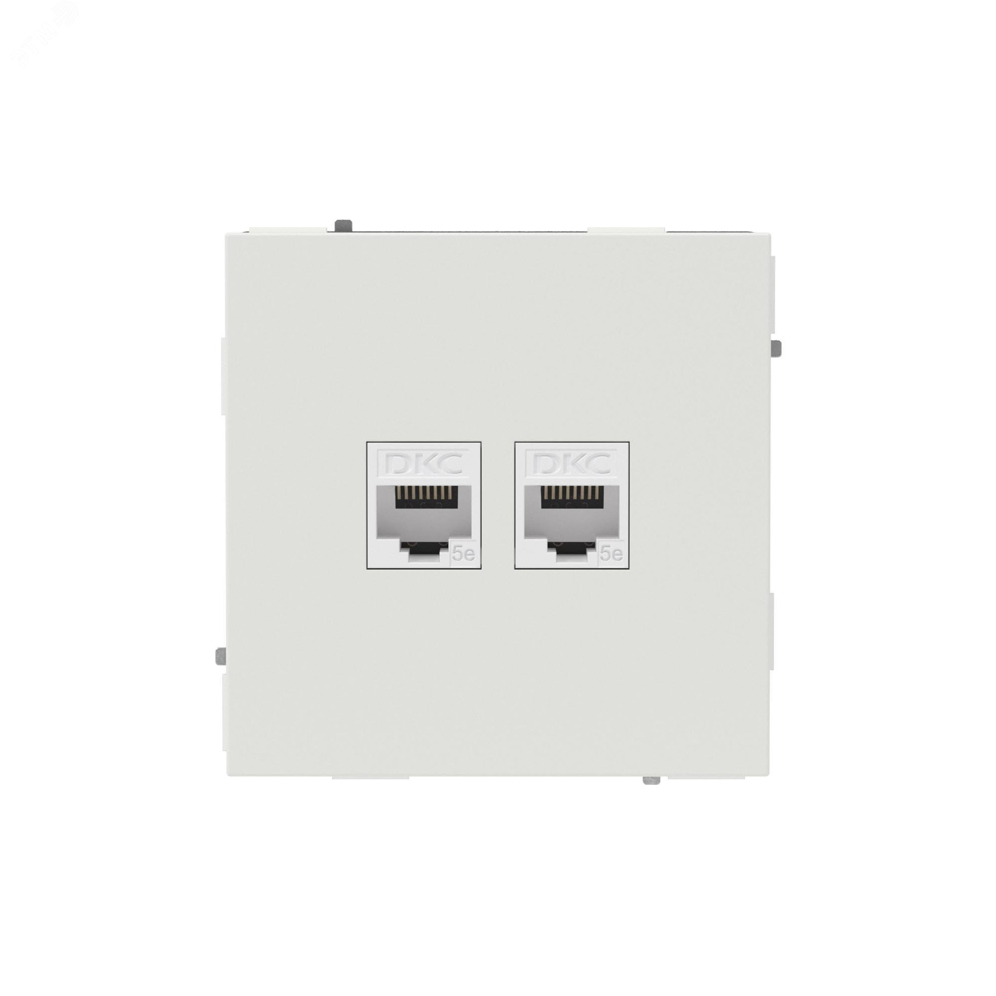 Компьютерная розетка RJ-45 без шторки, кат.5е двойная, KANT, белый песок 7010664