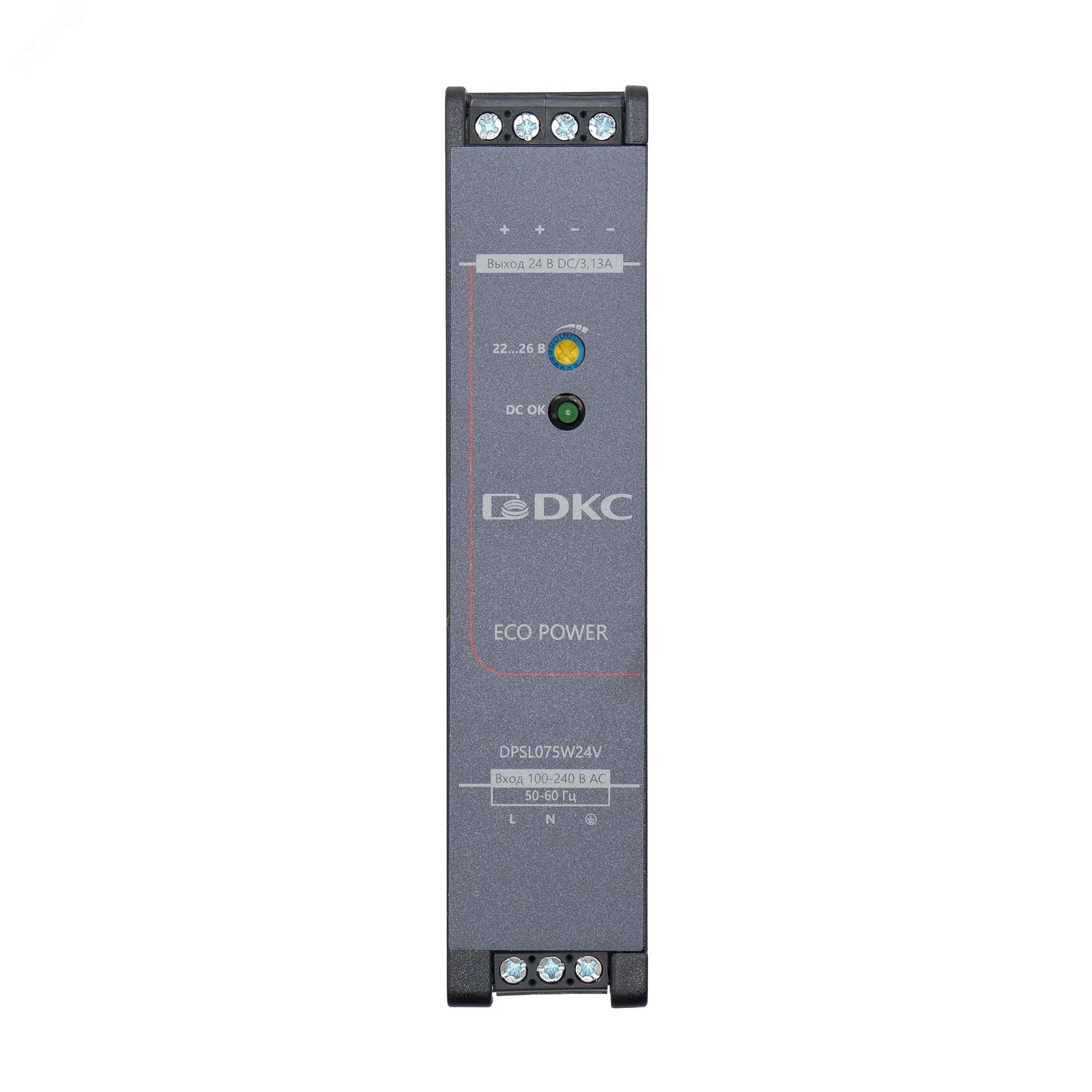 Источник питания ""ECO POWER"", однофазный, 75Вт, 24В DPSL075W24V