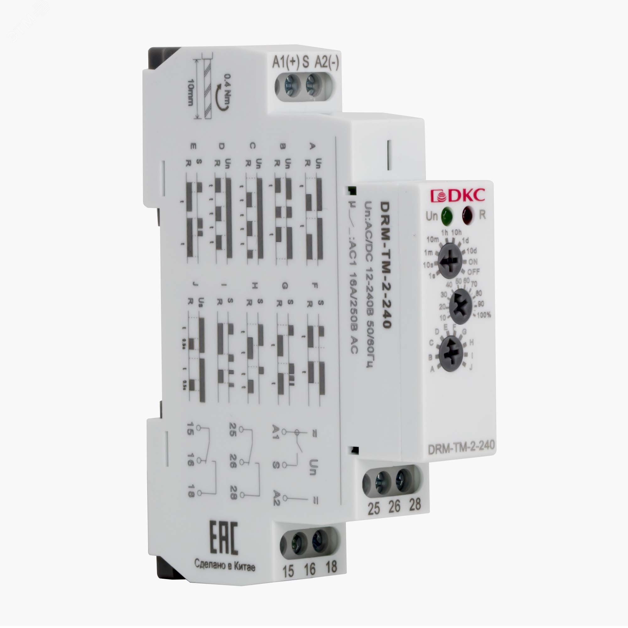 Реле времени многофункциональное, конфигурация контакта 2CO, AC/DC 12-240 В DRM-TM-2-240