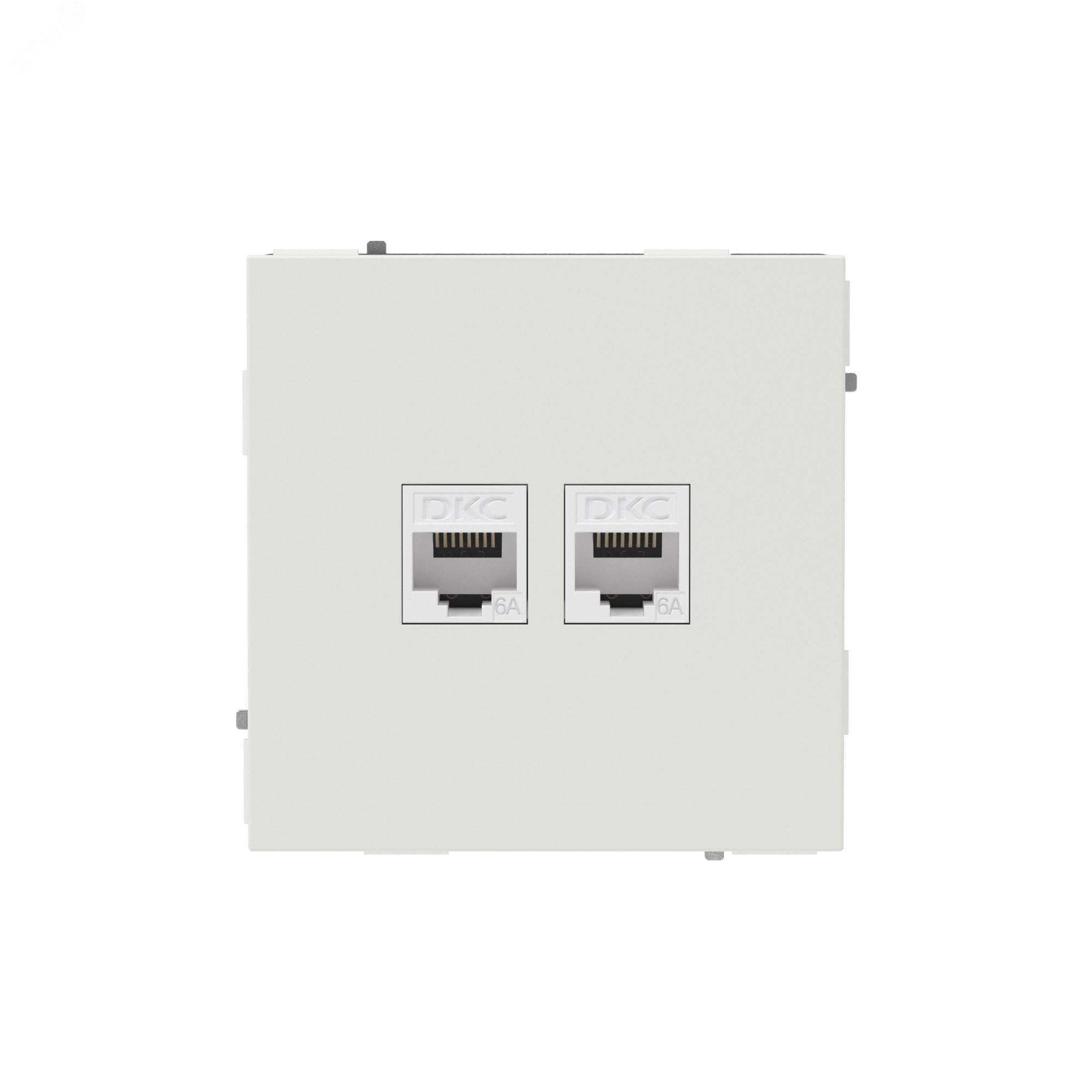 Компьютерная розетка RJ-45 без шторки, кат.6А двойная, KANT, белый песок 7010674
