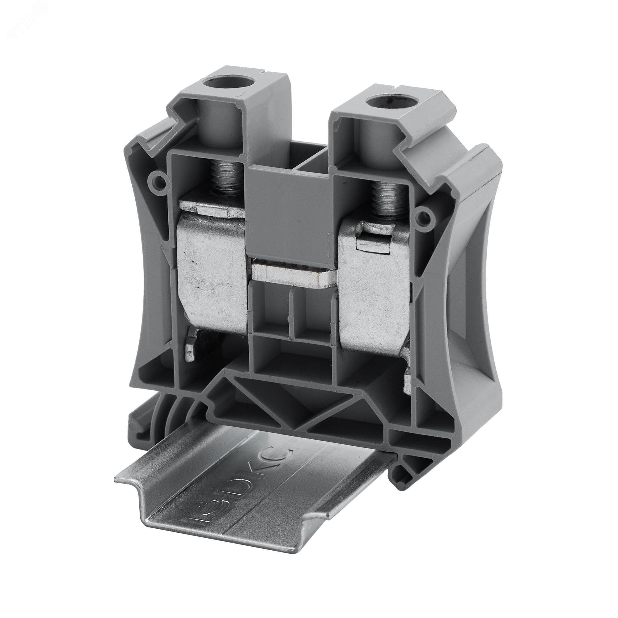 Клемма проходная, винтовой зажим, 2 точки подключения, 35 кв.мм, серая TUR-35R