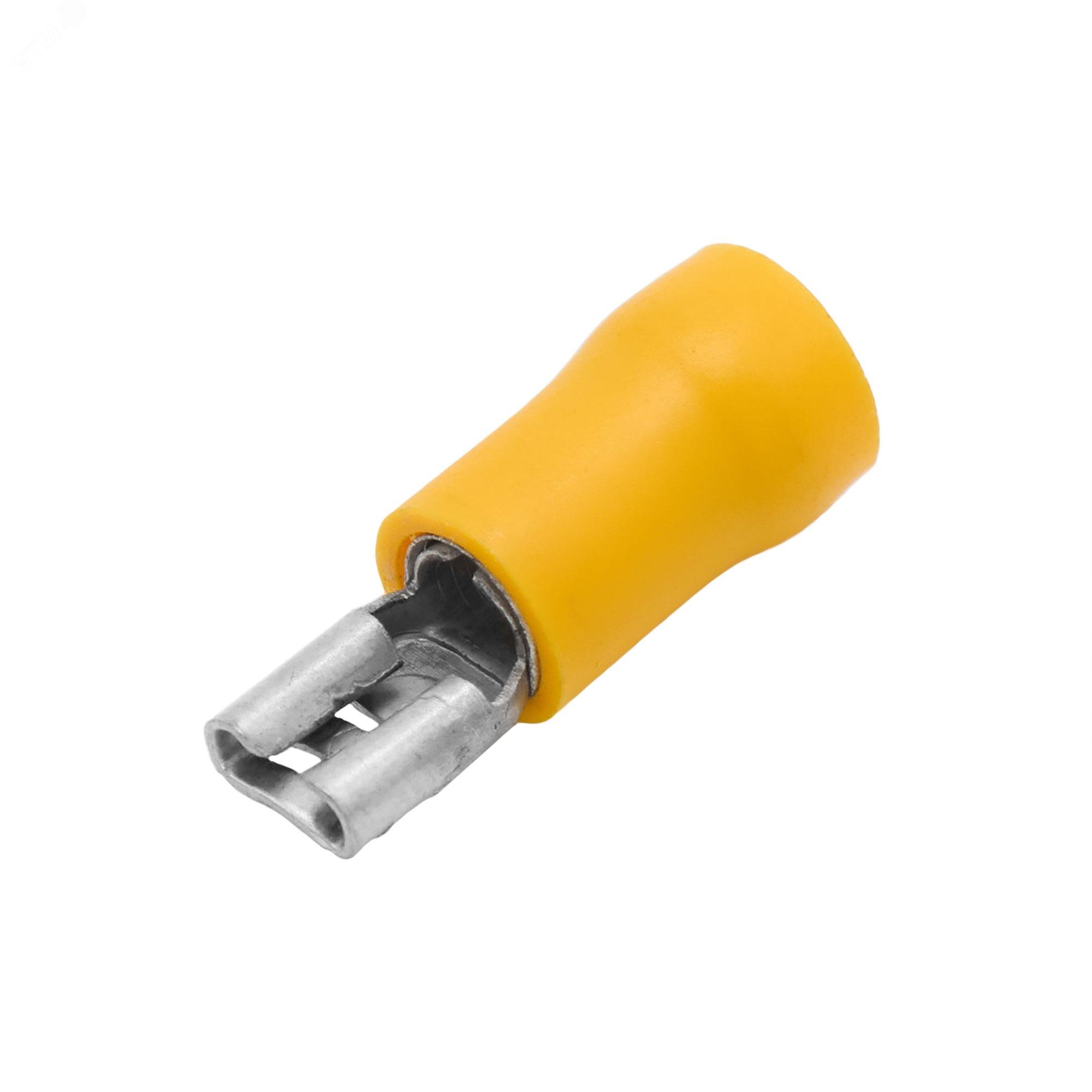 Наконечник плоский РпИм 6-7-0.8 желтый QUADRO (50шт) с изолированным фланцем (розетка) 2C02P
