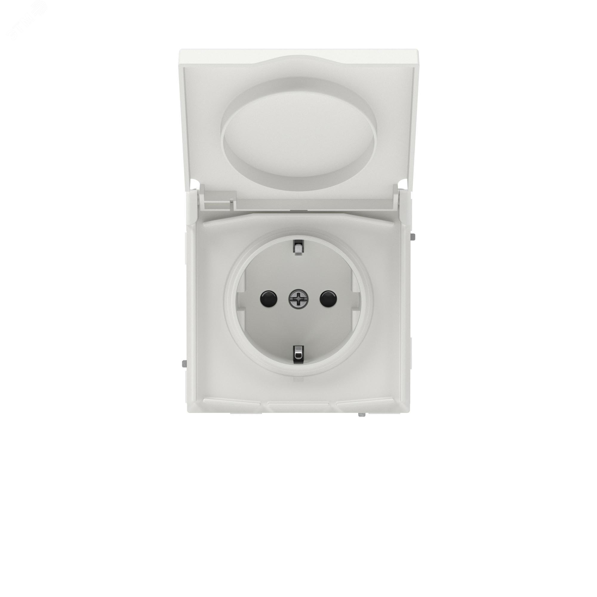 Розетка силовая, 2P+E, с з/ш, с крышкой, IP44, KANT, белый песок 7010013