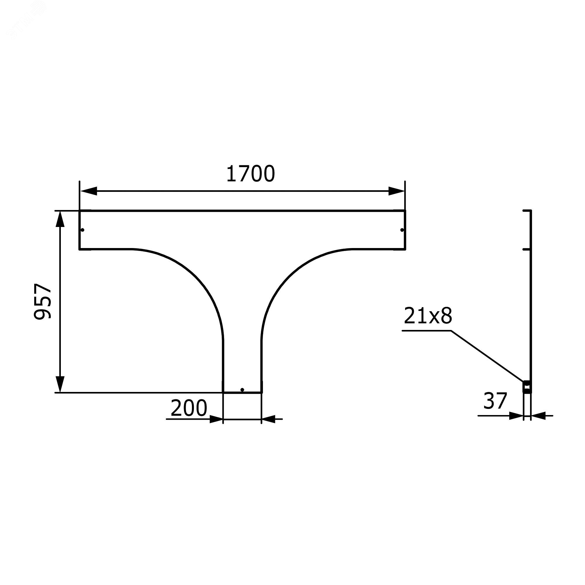 Крышка на Т-ответвитель 200 R=660мм UKT602
