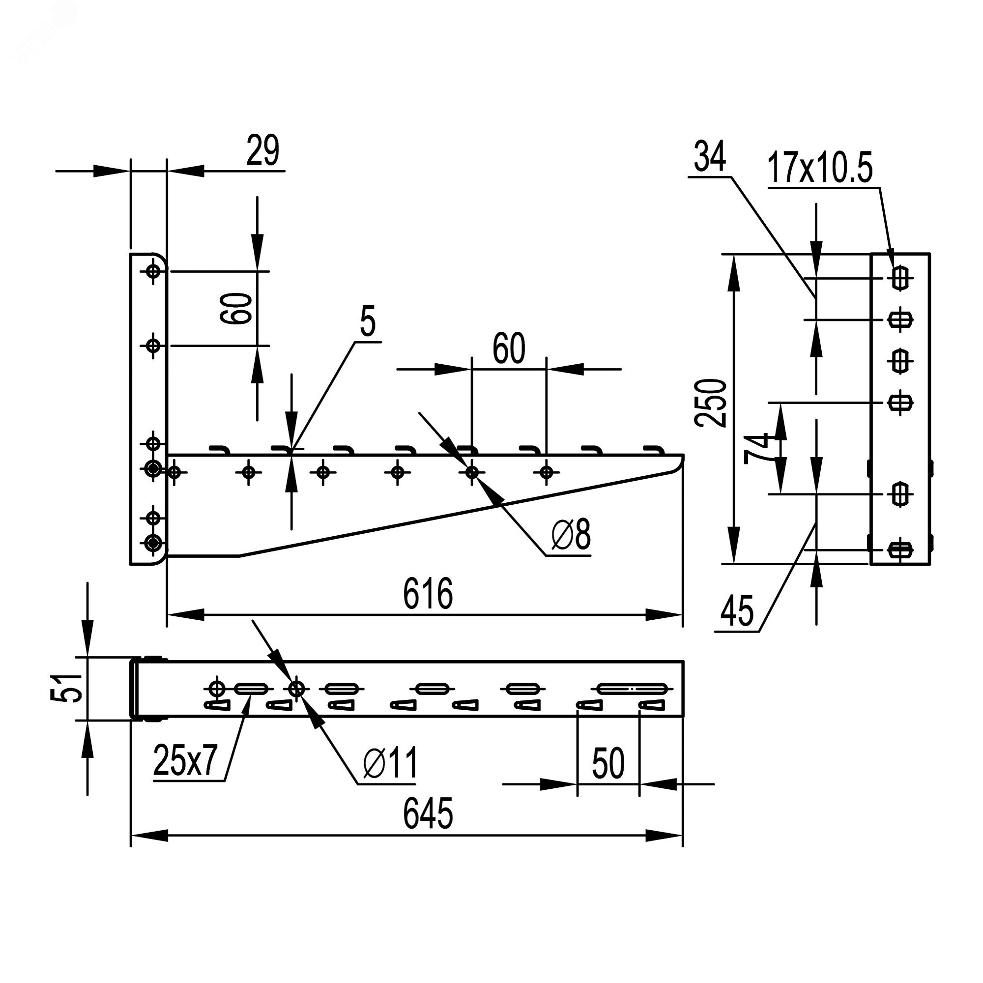 Консоль с опорой ML основание 600мм FC33835