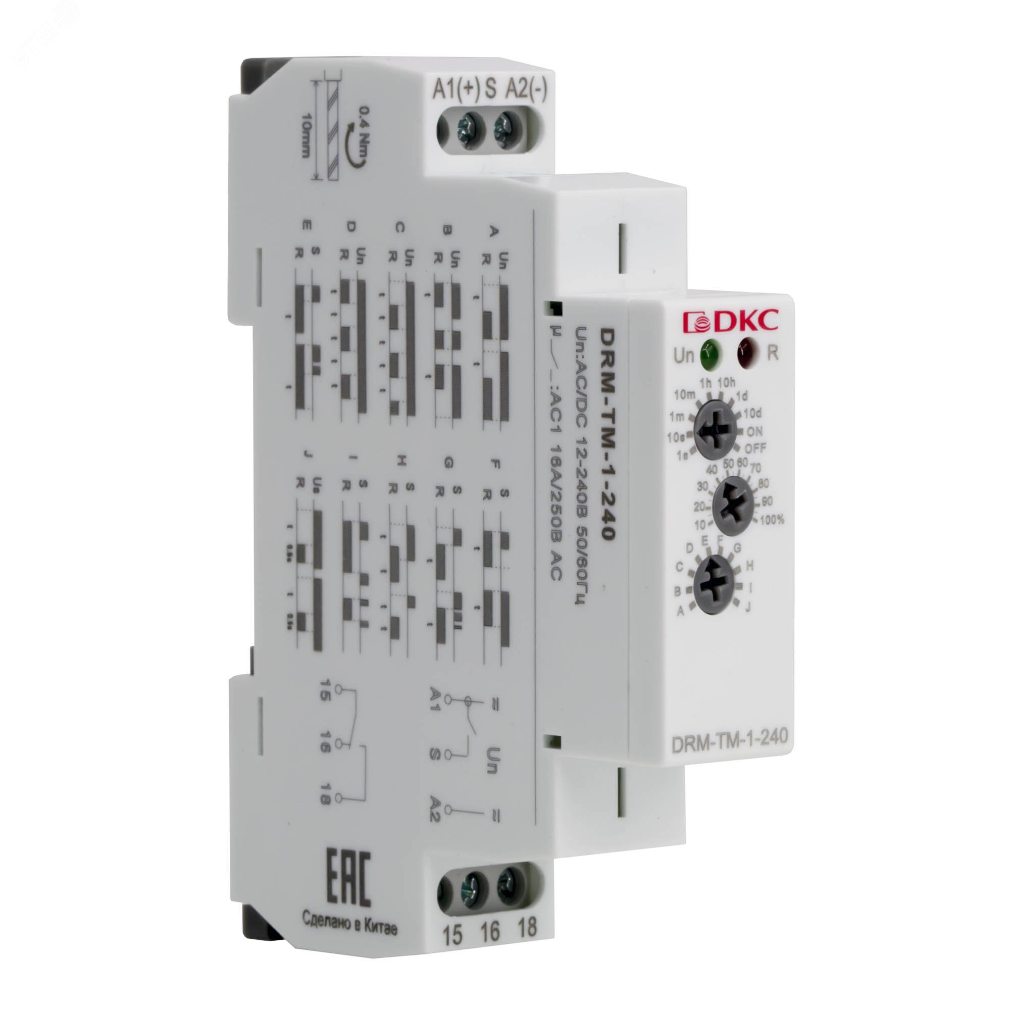 Реле времени многофункциональное, конфигурация контакта 1CO, AC/DC 12-240 В DRM-TM-1-240