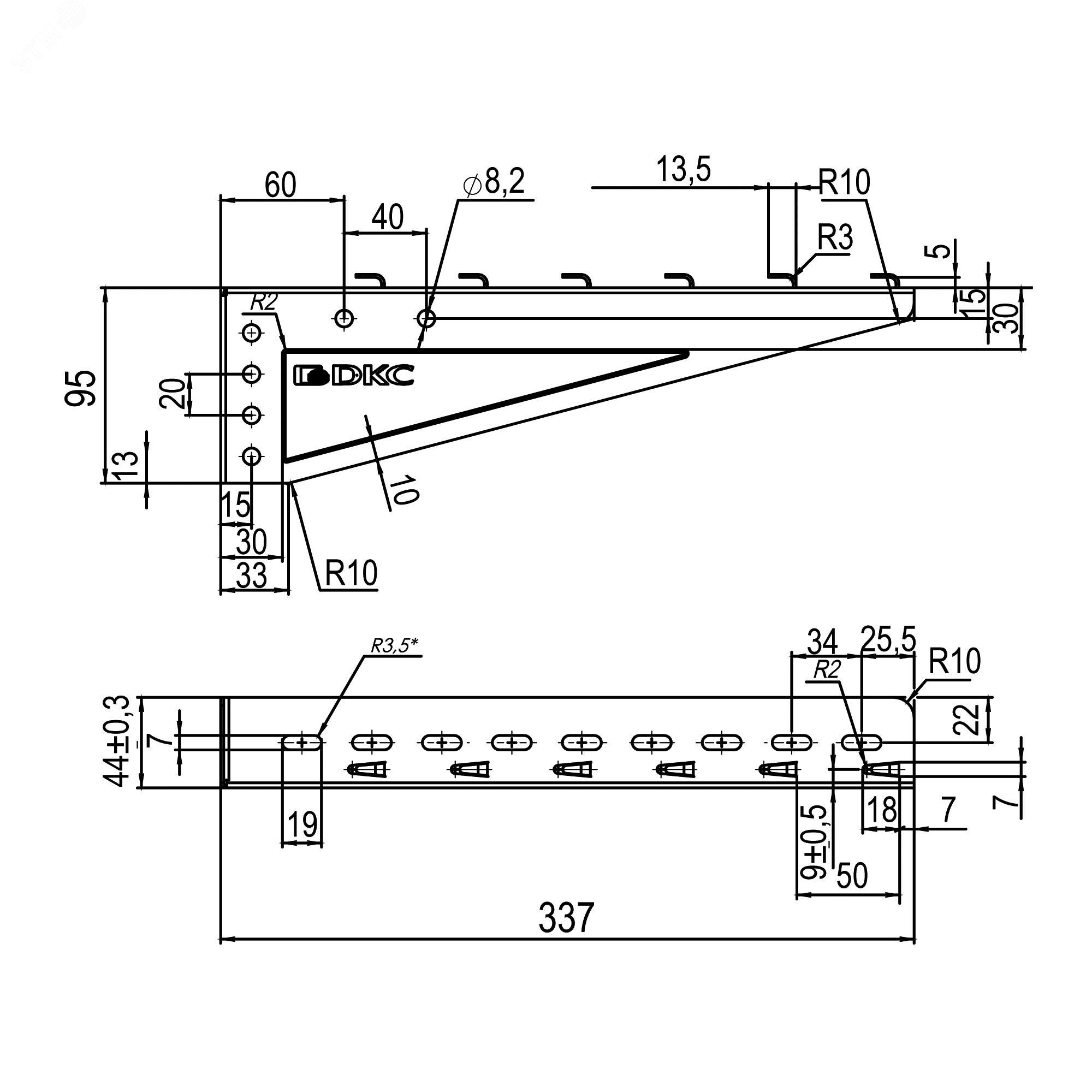 Консоль легкая для проволочного лотка основанием 300 мм FBL3030