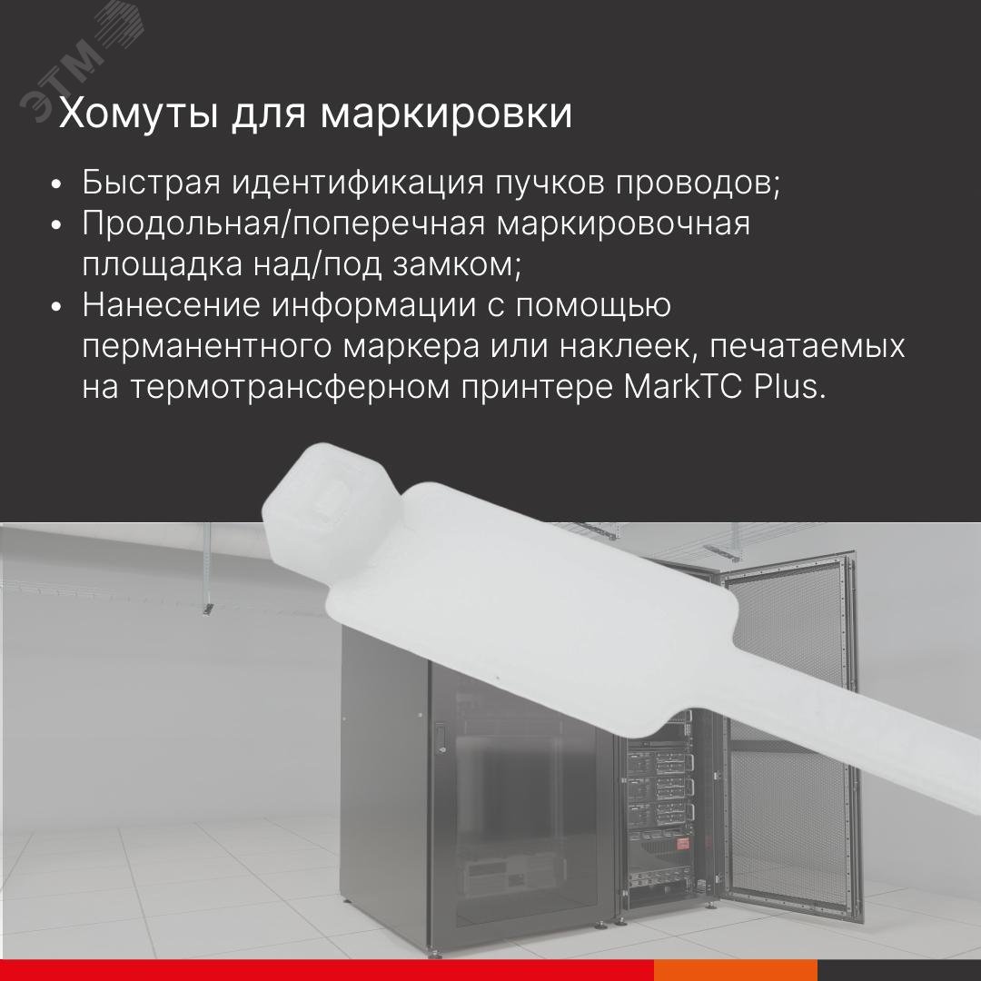 Хомут кабельный 2.5х100 полиамид бел. с табличкой 7.8х24.5 (уп.100шт) 252100SR-M