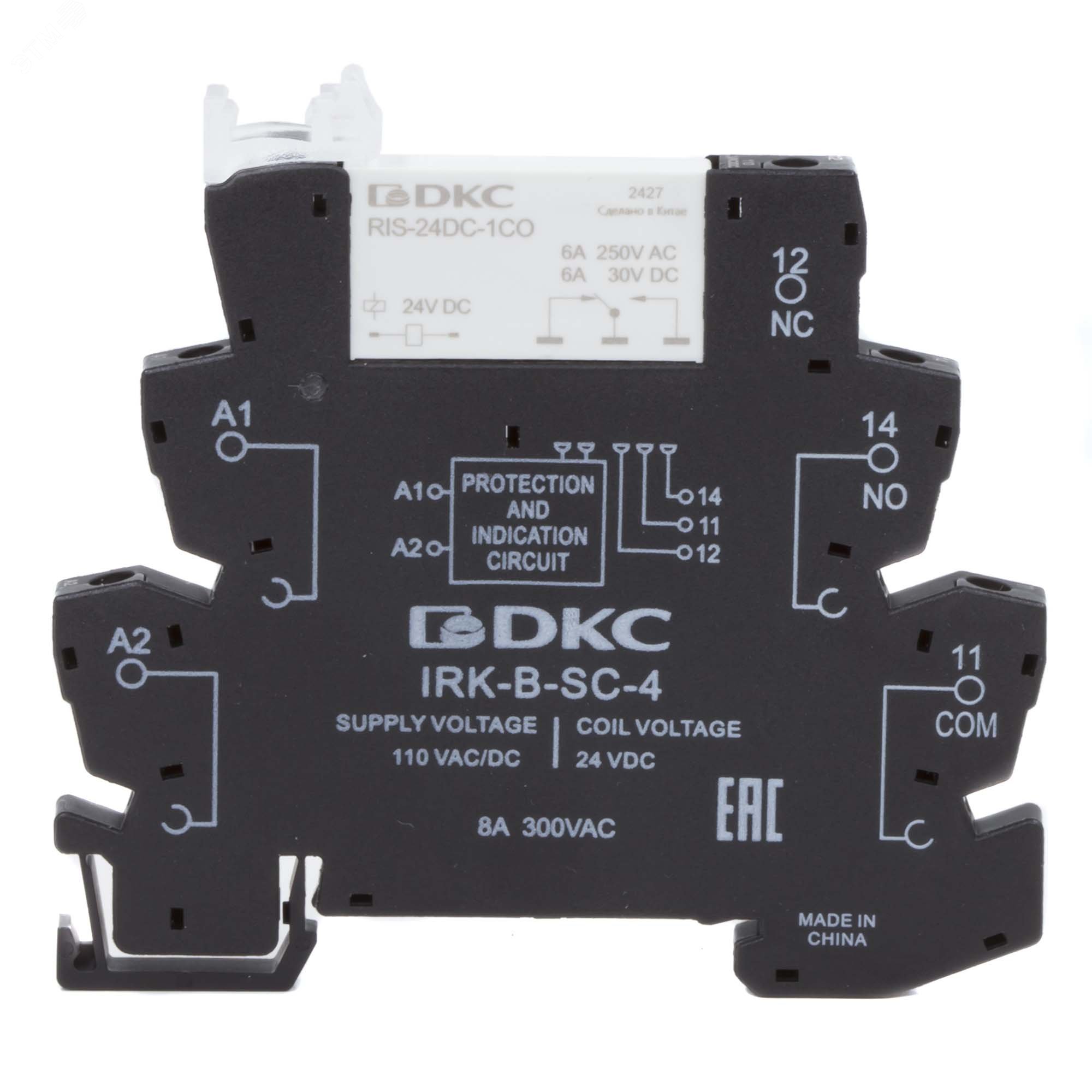 Реле интерфейсное, 1CO, коммутируемый ток 6 А, AgSnO, напряжение 110V AC/DC, винтовые клеммы IRK-110UC-1CO