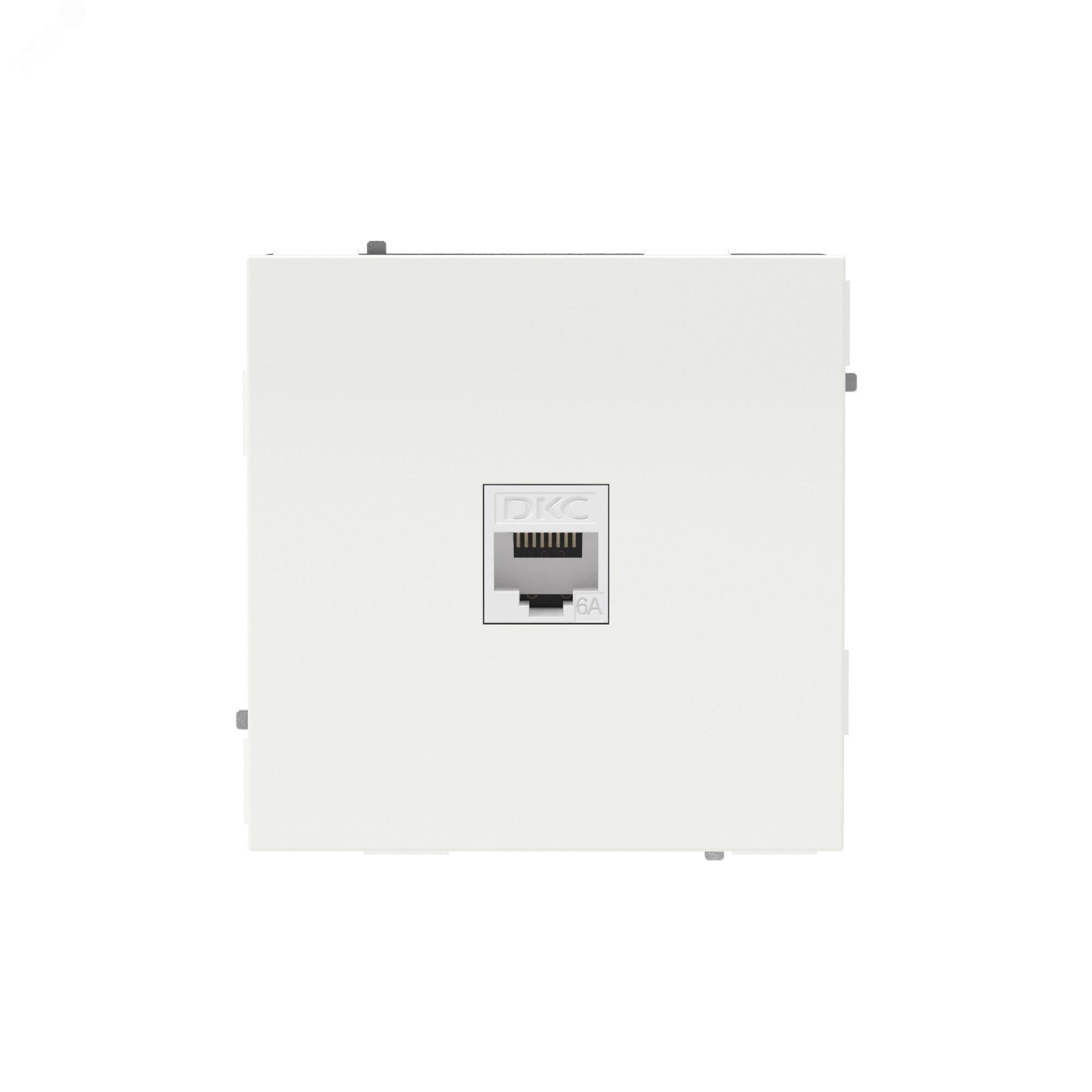 Компьютерная розетка RJ-45 без шторки, кат.6А одинарная,KANT, белая магнолия 7000673