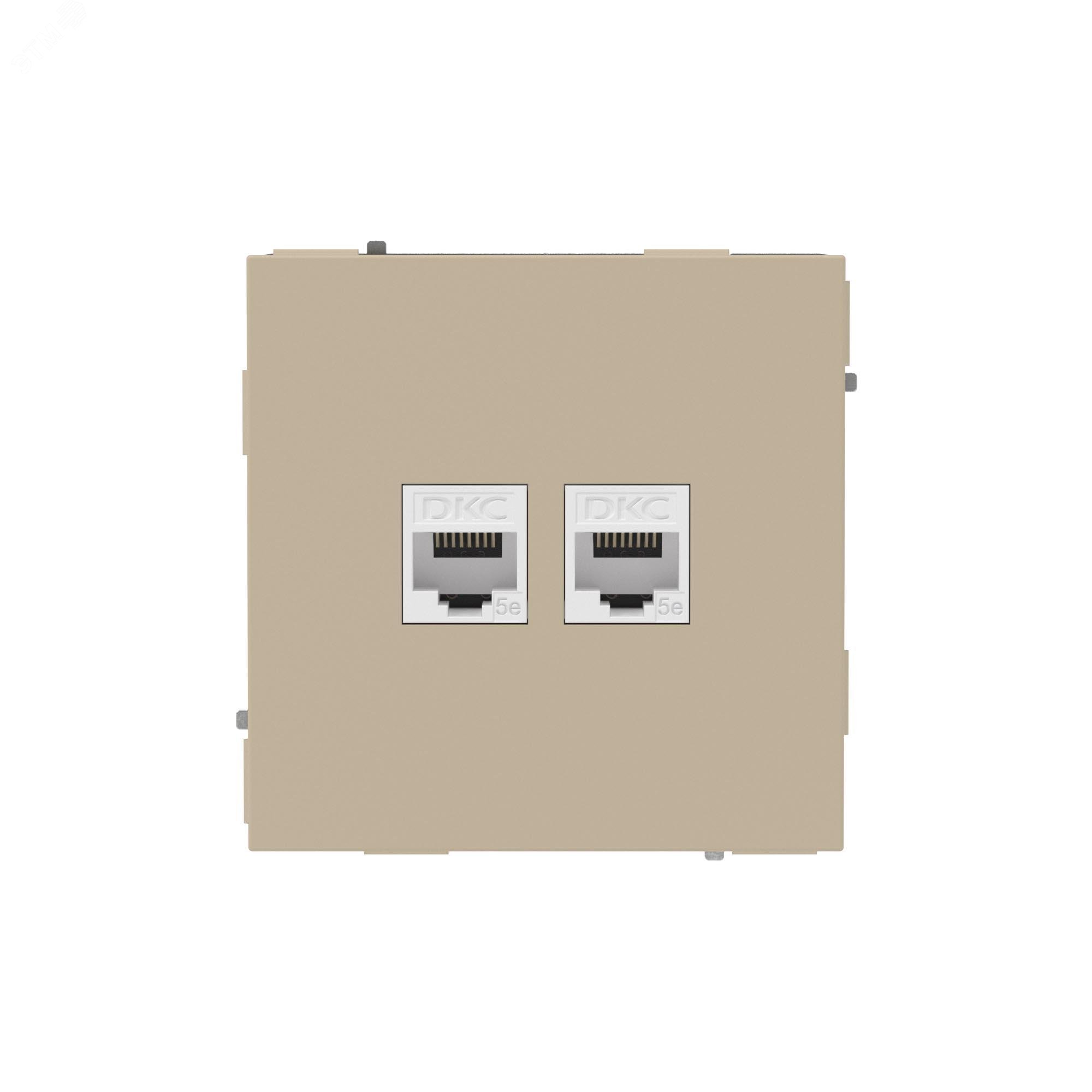 Компьютерная розетка RJ-45 без шторки, кат.5е двойная, KANT, ванильный марципан 7015664
