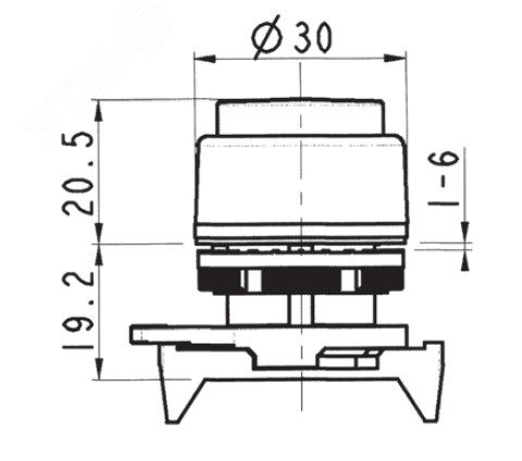 Кнопка выпуклая без фиксации, черная ABDTR6