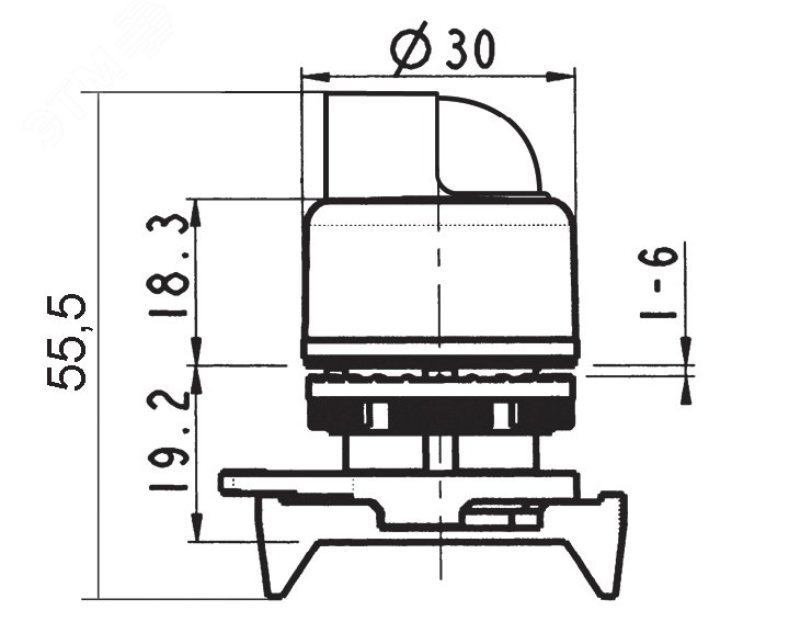Переключатель на 2 положения стандартная ручка, черный ASSB6D0