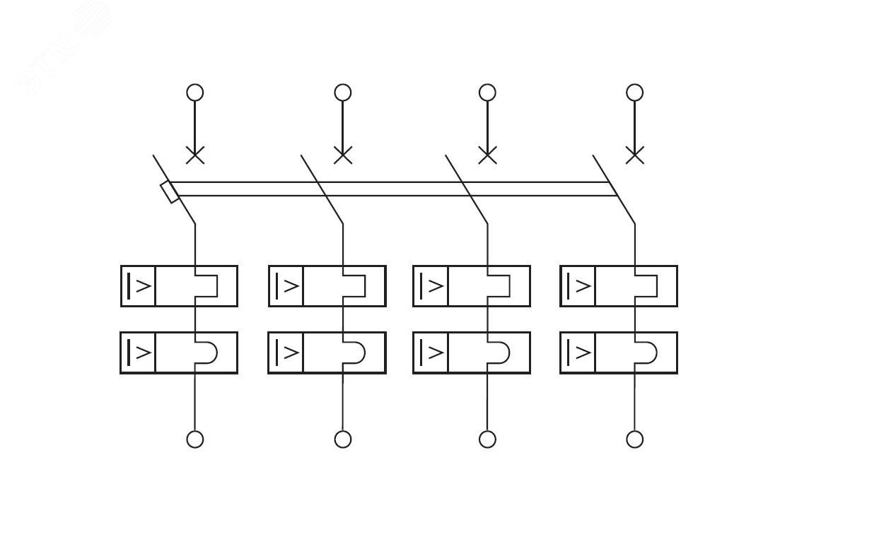 DKC Автоматический выключатель модульный YON max типа MD125H, 10кА, 4 полюса, хар-ка C, 100А