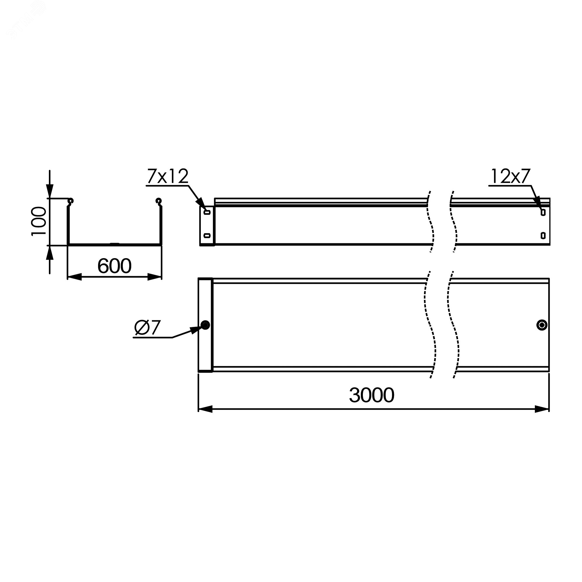 Лоток 600х100 L 3000 толщ. 1,5 мм 3510715