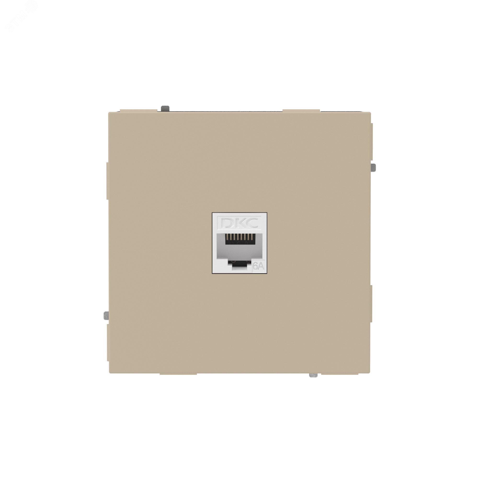 Компьютерная розетка RJ-45 без шторки, кат.6А одинарная,KANT, ванильный марципан 7015673