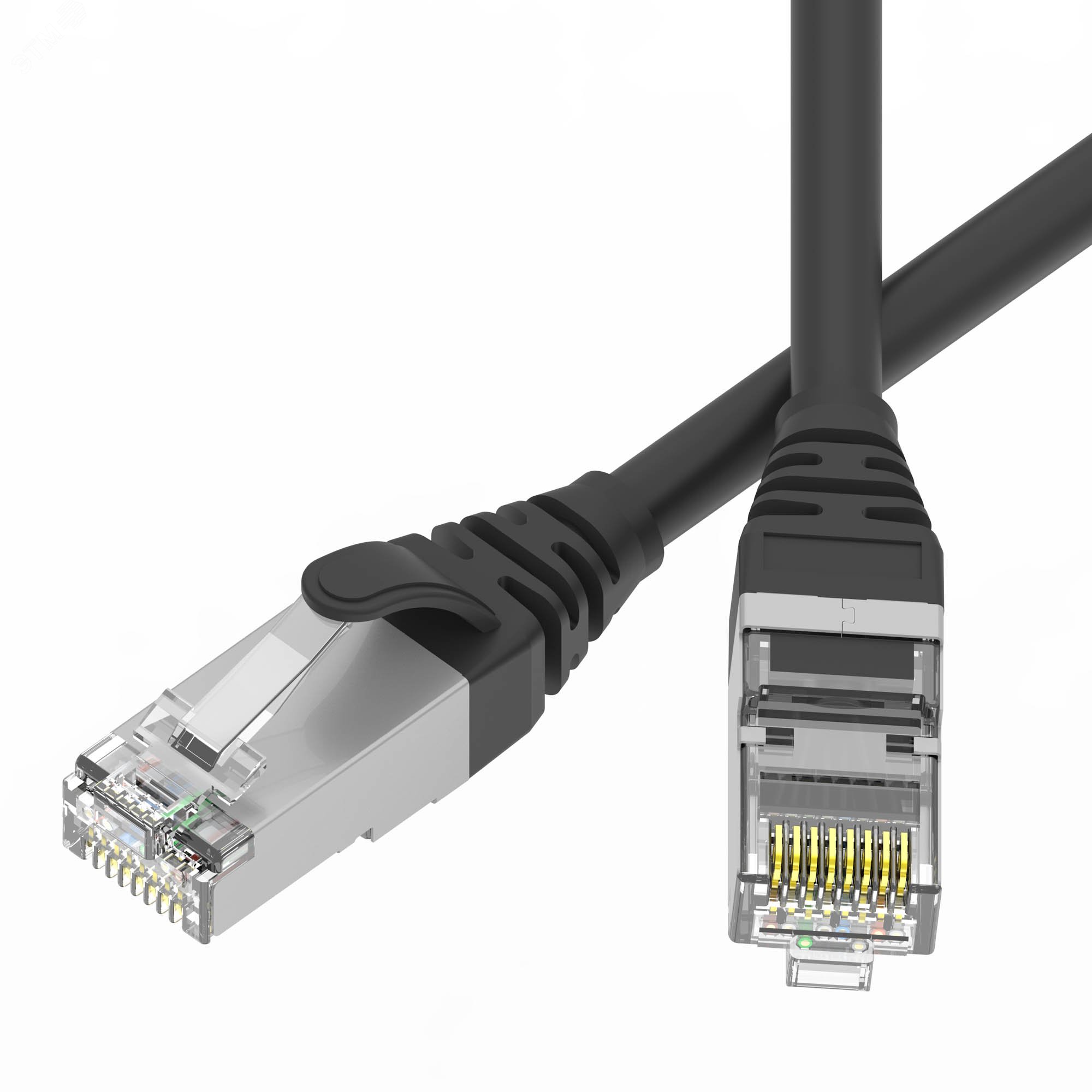 Патч-корд экранированный SLIM CAT6 S/FTP 4х2, 28 AWG, LSZH, ч-рный, 0,2м