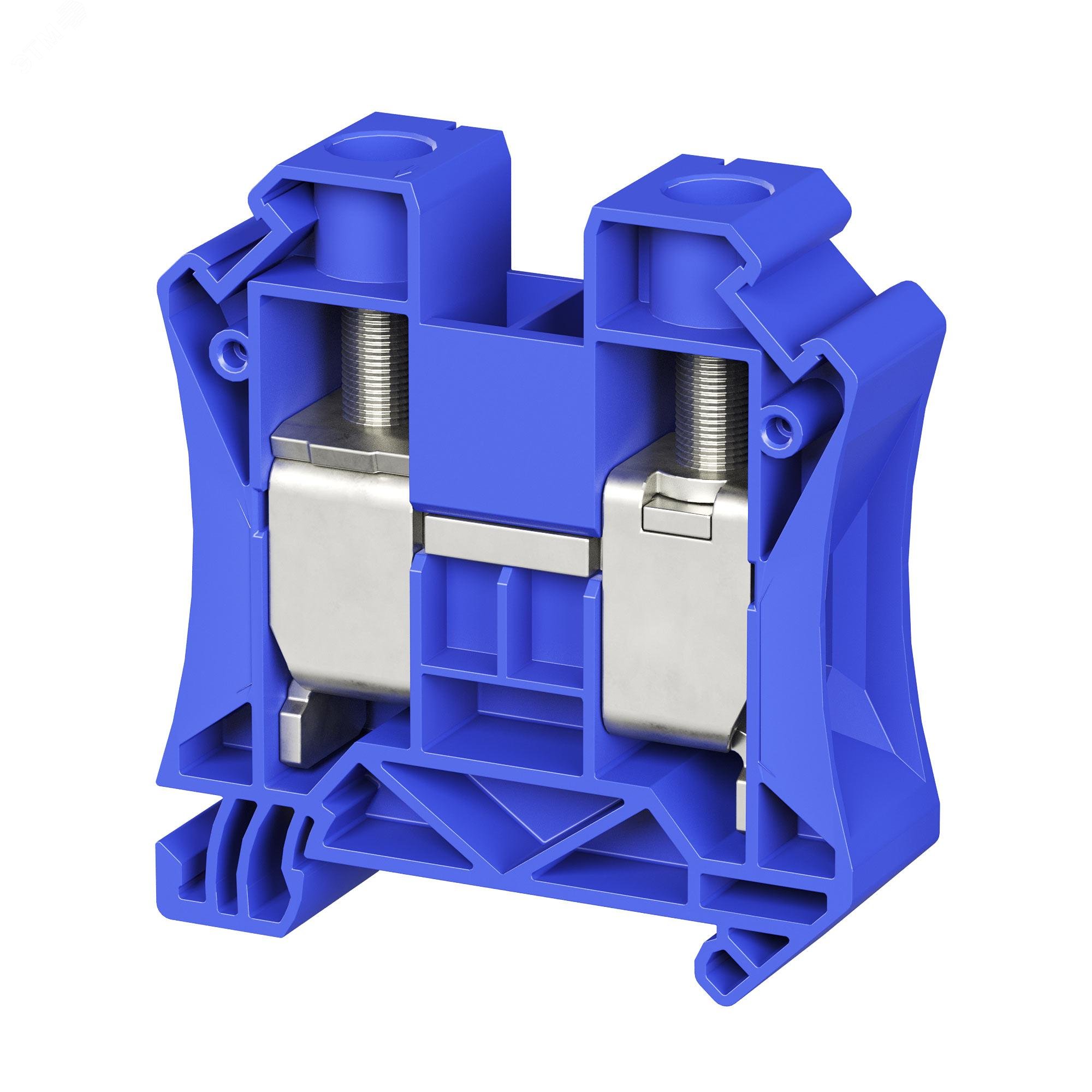 Клемма проходная, винтовой зажим, 2 точки подключения, 35 кв.мм, синяя TUR-35R-BU