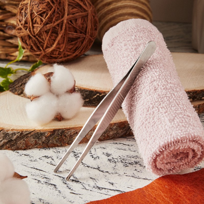 Пинцет прямой, рифленый 125 мм (блистер)