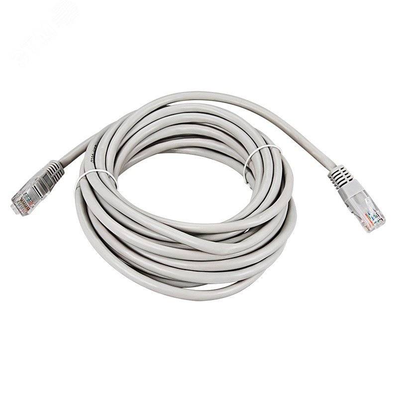 Фото товара Шнур коммутационный, патч-корд U/UTP RJ45-RJ45, CAT 5e, PVC серый, 5м 18-1007