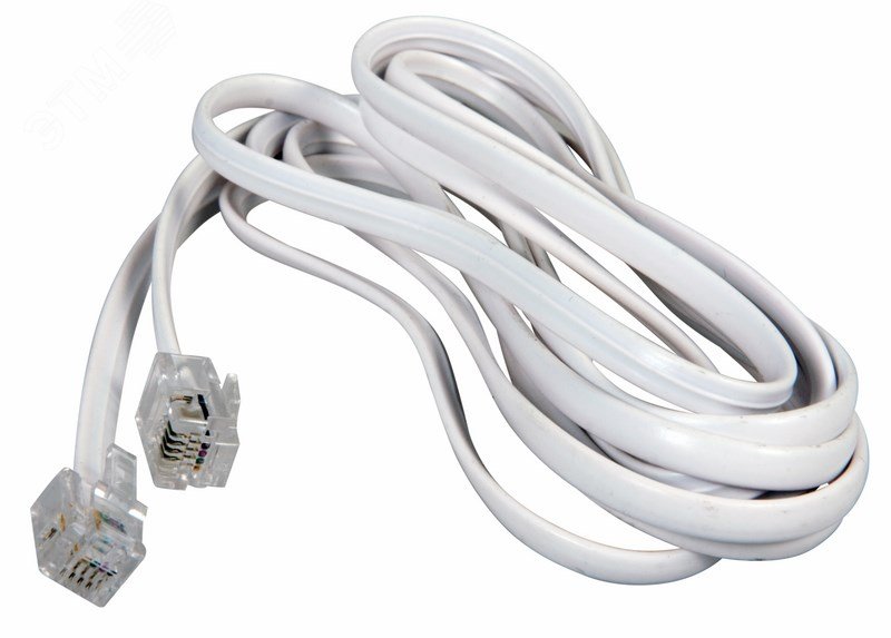 Телефонный шнур, удлинитель RJ-11(6P-4C), длина 5 метров, белый 18-3051