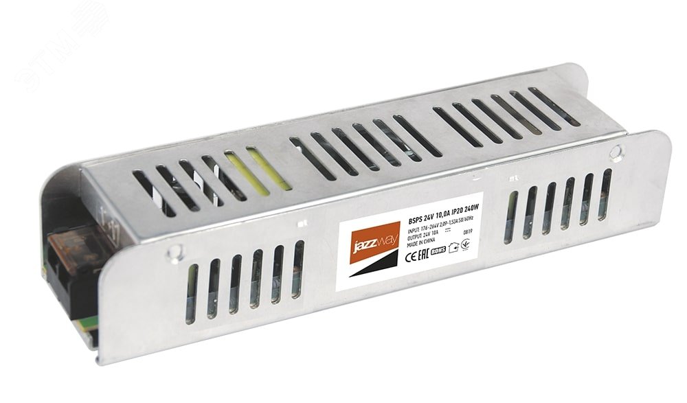 Фото товара Блок питания для светодиодной ленты 240Вт 10А 24В IP20 BSPS метал. Pro JazzWay 5024250