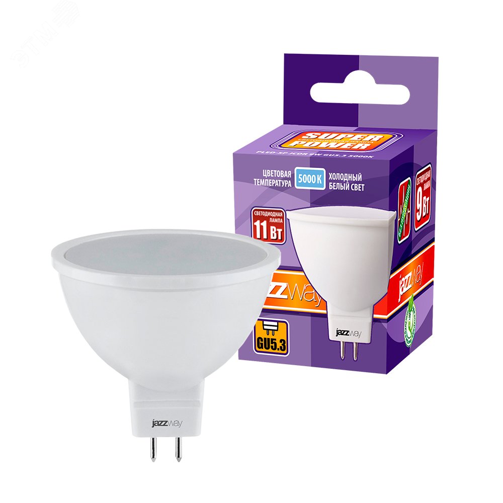 Лампа светодиодная LED 11Вт MR16 GU5.3 холодный--JazzWay 5049758