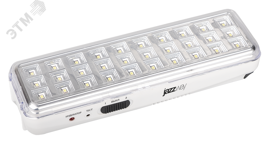 Фонарь-светильник аккумуляторный Accu9-L30-wh аварийный 30SMD яркий 300лм 2ч/эконом 90лм 6ч 220В аккум. Li-ion 3.7В 1.2А.ч бел. 5024533