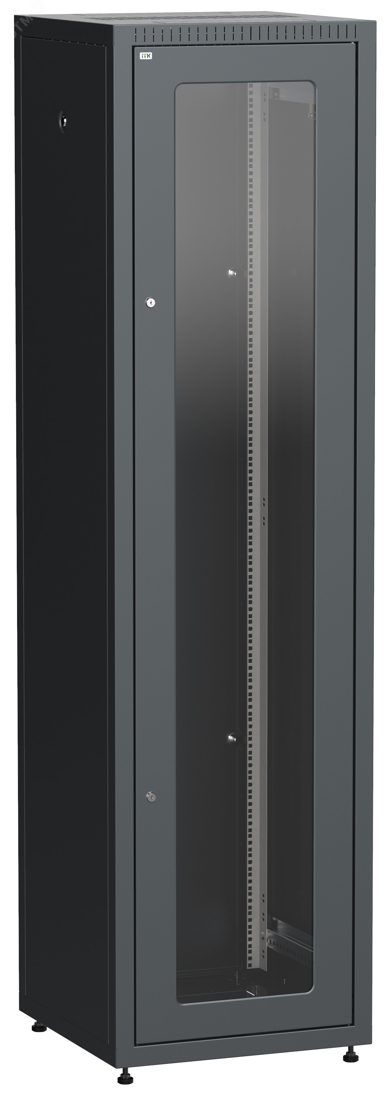 Фото товара Шкаф LINEA E 33U 600х600мм двери 2шт стекло и металл черный LE05-33U66-GM