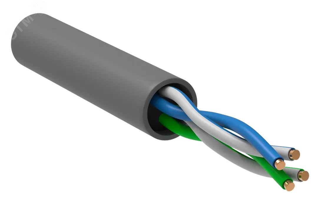 Фото товара Витая пара U/UTP кат 5E 2х2х24AWG LSZH серый 305м РФ/С LC1-C5E02-121-S-R