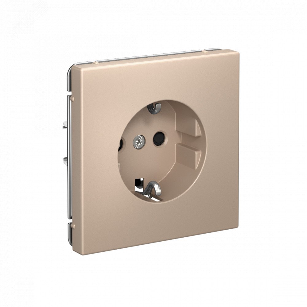 Фото товара ARTGALLERY РОЗЕТКА с заземлением со шторками, 16А, механизм, быстрозажимные клеммы, песочный GAL001245S