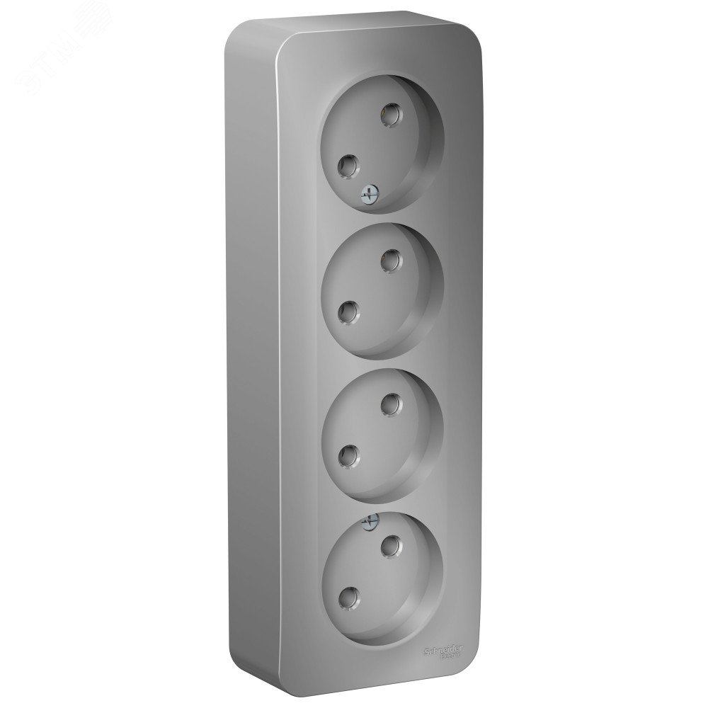 Фото товара Розетка 4-м ОП Blanca 16А IP20 250В без заземл. без защ. шторок с изолир. пластиной алюм. SE BLNRA000413