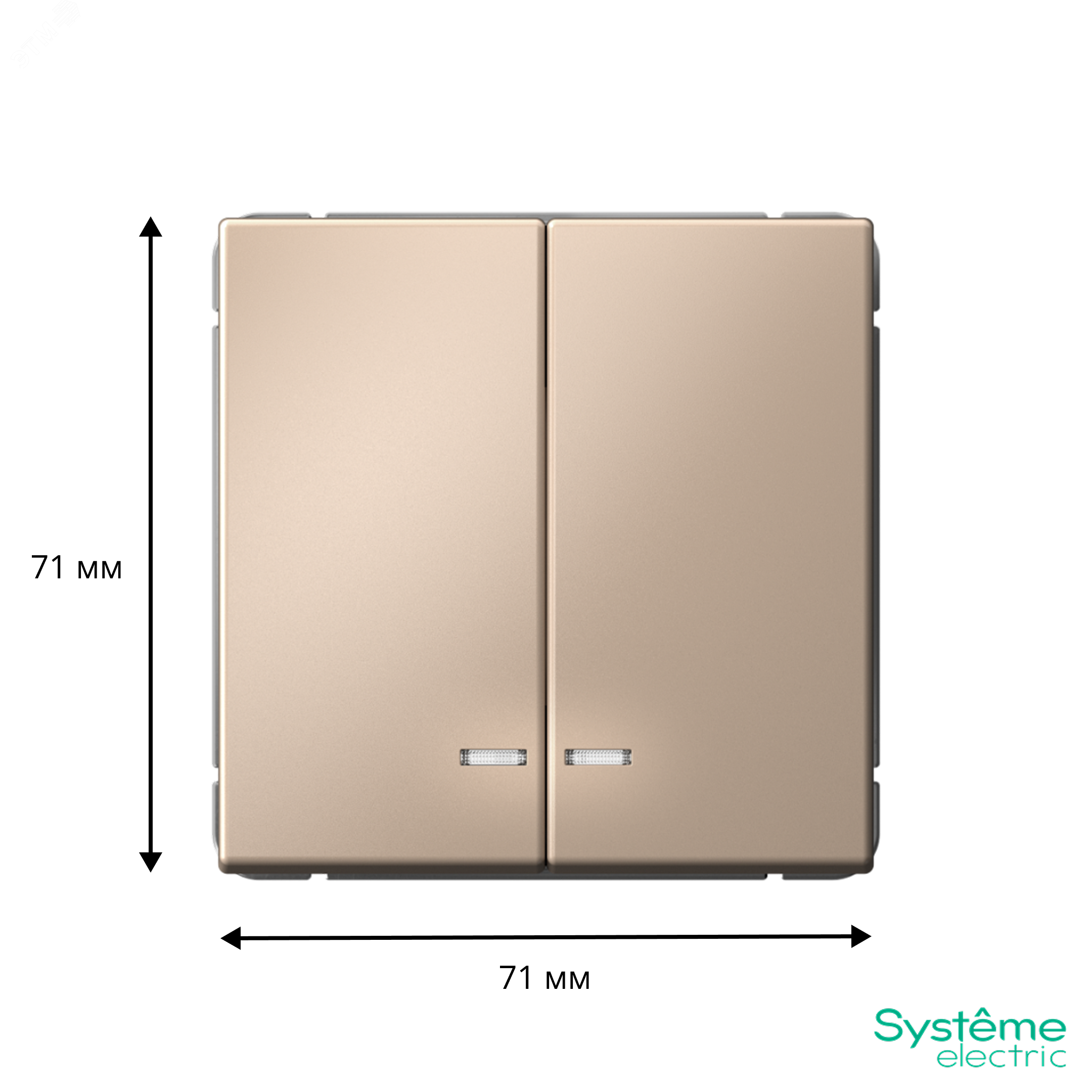 Фото товара Выключатель 2-кл. ArtGallery (сх. 5а) 10AX с подсветкой механизм песочн. SE GAL001253